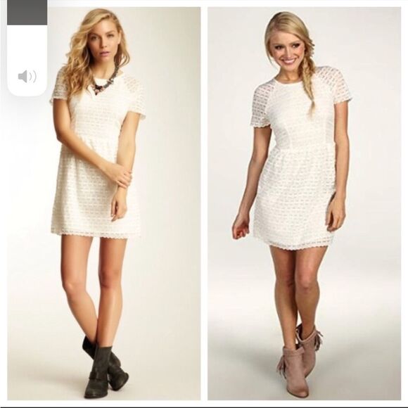 Free People Candy Ivory Lace Vintage Inspired Mini Dress - Picture 1 of 14